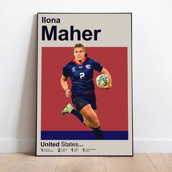 Ilona Maher, Usa Rugby Minimalist Print, Women's Sports, Olympic Poster-image