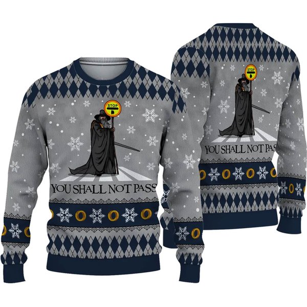 Lord Of The Ring You Shall Not Pass Ugly Knitted Christmas 3D Sweater-image