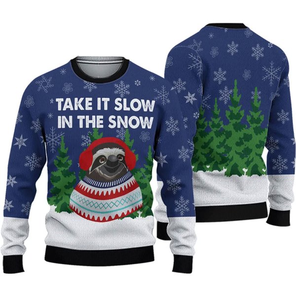 Sloth Take It Slow Ugly Christmas Sweater, Ugly Sweater, Christmas Sweaters-image