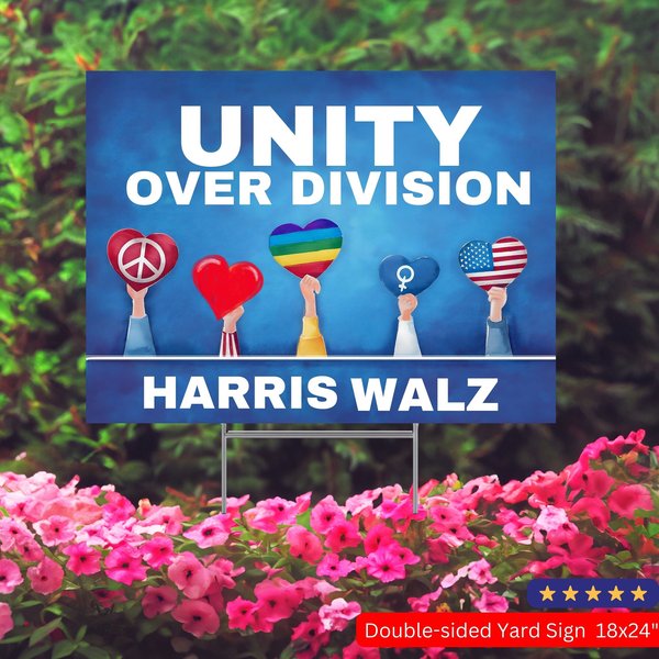 Unity Over Division Harris Walz Sign Yard Sign-image
