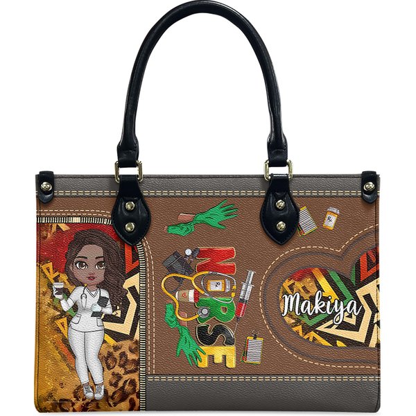 Nurse's Day, Juneteenth Gift For Nurse - Personalized Leather Bag