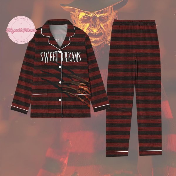 Halloween Freddy Krueger Pajamas Set, Nightmare On Elm Street Shirt, Sweet Dreams Pajamas-image