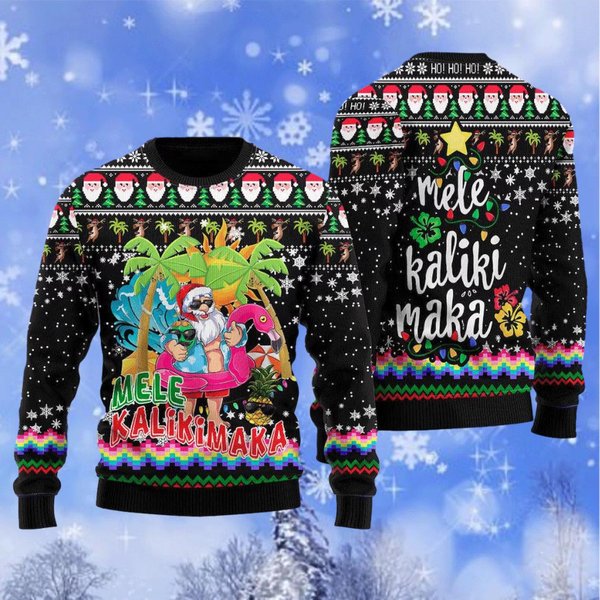Santa Ugly Sweater, Hawaii Santa Claus Mele Kalikimaka Ugly Christmas Sweater-image