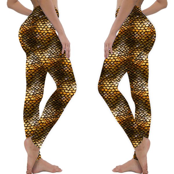 Dark Gold Glimmering Dragon Scales Leggings, Custome Leggings-image