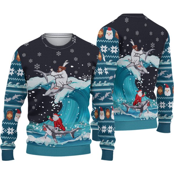 Jesus And Santa Ugly Christmas Sweater, Jesus Sweater-image