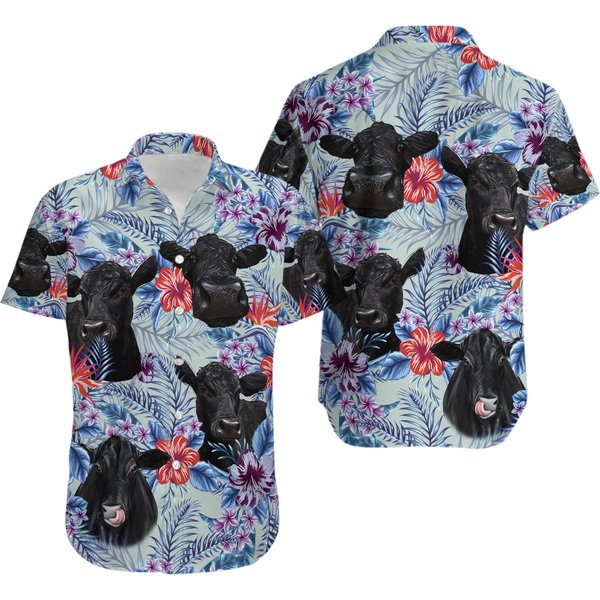 Black Angus Cow Cattle 3D Hawaii Shirt-image