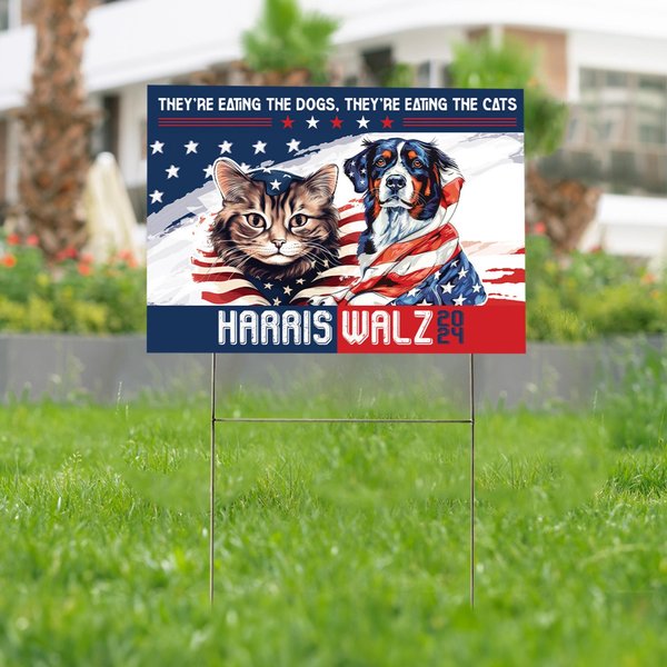 They're Eating The Dogs Cats Yard Sign, Harris Trump Debate 2024-image