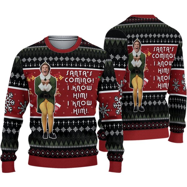 Christmas Elf Movie Sweater, Elf Christmas Ugly Sweater