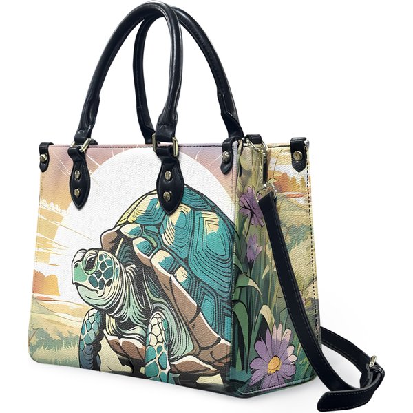 Tortoise Leather Bag, Animal Lover Handbag-image