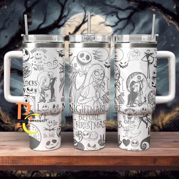 Halloween Engraved 40Oz Tumbler, Nightmare Before Christmas 40Oz Tumbler-image