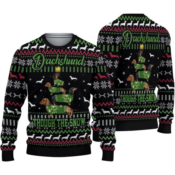 Dachshund Christmas Tree Ugly Knitted Christmas Sweater-image