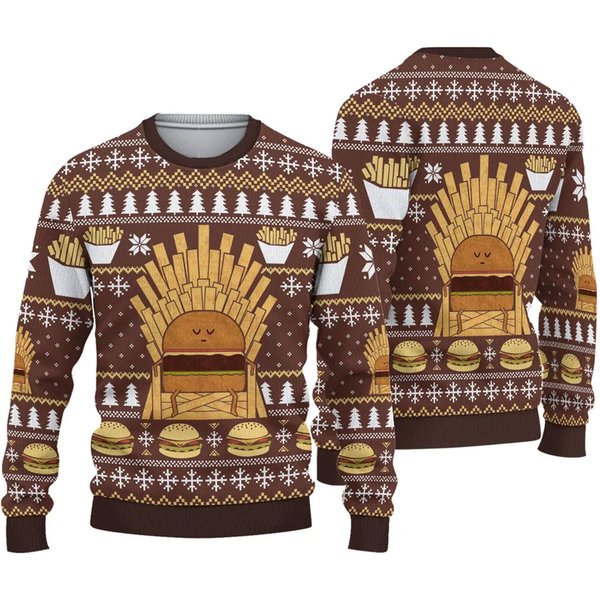 Game Of Fries Burger Lovers Ugly Christmas 3d Sweater