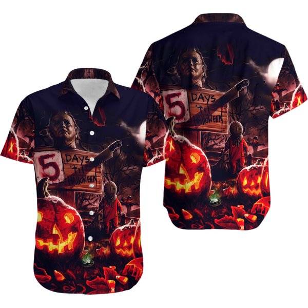 Halloween Michael Myers Hawaiian Shirt, Horror Movie Shirt, Michael Myers Button Shirt, Shirt For Men, Spooky Season Shirt, Horror Gift-image