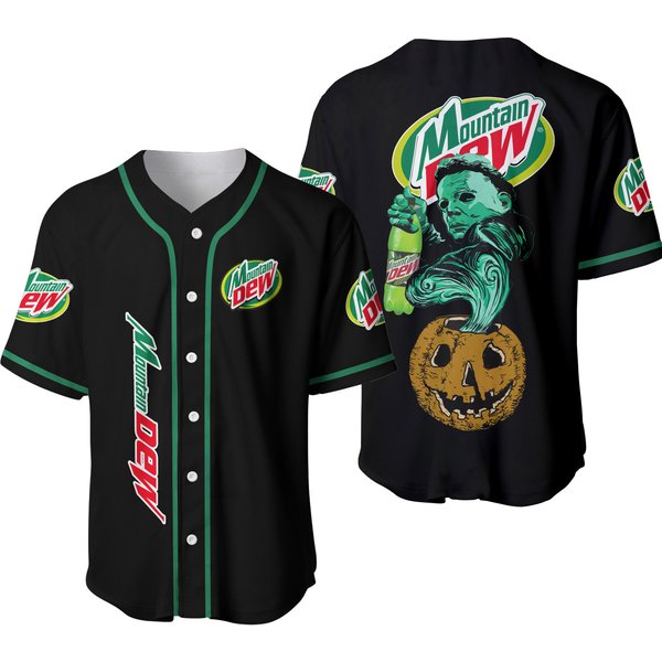 Halloween Mountain Dew Shirt, Mountain Dew Baseball Jersey, Michael Myers Baseball Jersey, Horror Movie Shirt, Halloween Drink Shirt-image