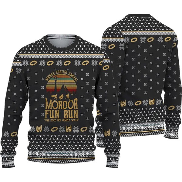 Lotr Middle Earths Annual Mordor Fun Run Ugly Christmas 3D Sweater-image