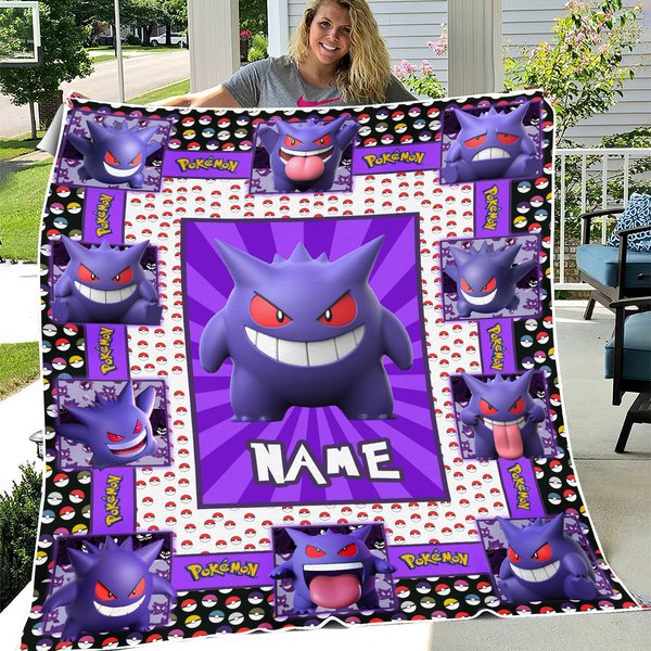 Personalized Name Pkm Gengar Fleece Blanket-image