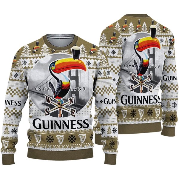3D 60 Guinness Ugly Sweater Beer Drinking Christmas 3D Sweater-image