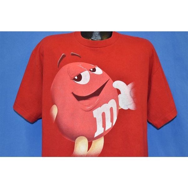 90S Red M&M Chocolate Candy Mascot Mars Funny T-Shirt-image