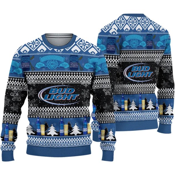 Bud Light Beer Black Blue Ugly Sweater-image