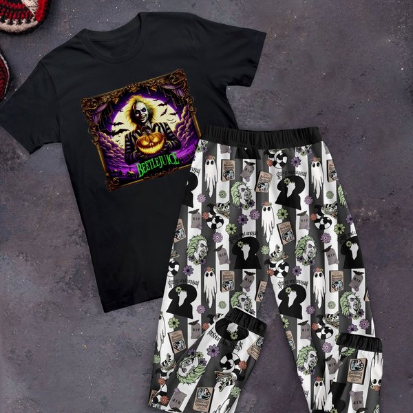 Beetlejuice Pajamas Set, Beetlejuice Christmas T-Shirt Pajamas Set-image