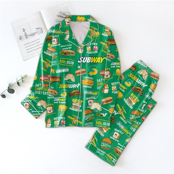 Subway Pajamas Set - Fun Fast Food Christmas Sleepwear-image