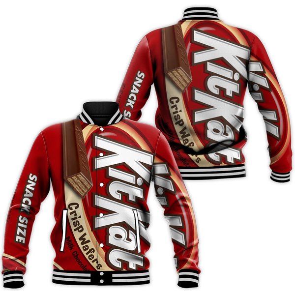 Crisp Wafers Chocolate Bar Kitkat Group Halloween Baseball Jacket-image