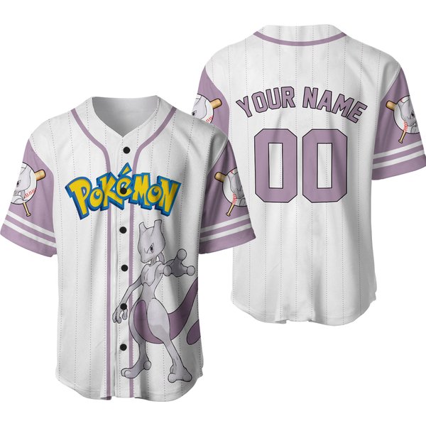 Personalized Mewtwo Jersey, Pkm Baseball Jersey, Mewtwo Athletic Jersey-image