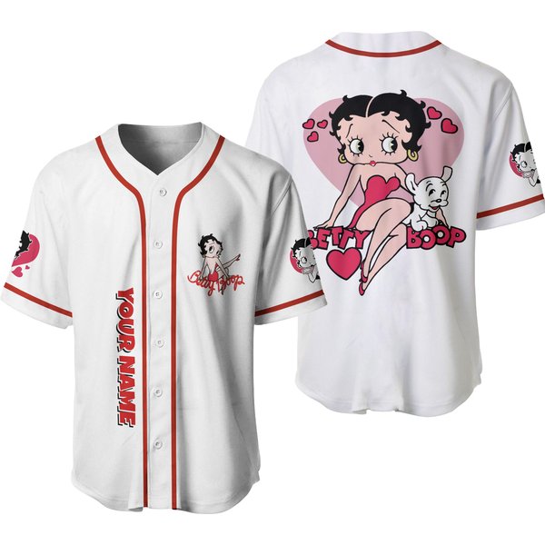 Custom Name Betty Boop Baseball Jersey-image