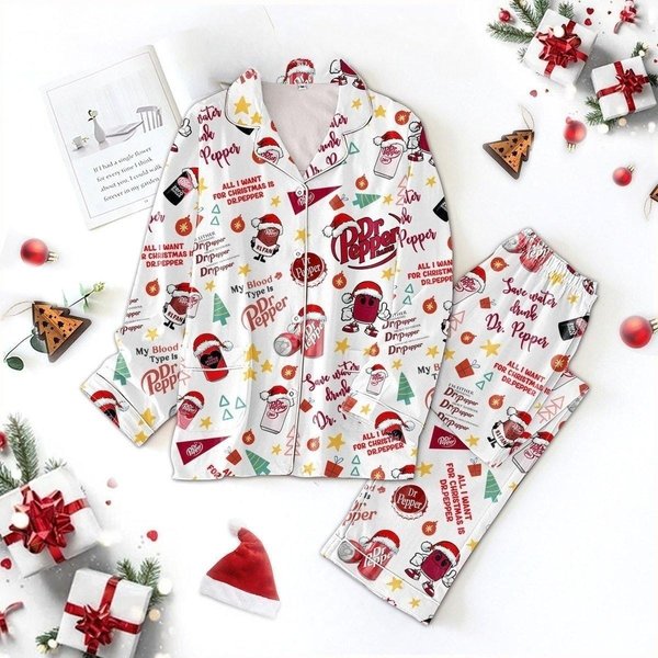Dr Pepper Themed Christmas Pajamas Set-image