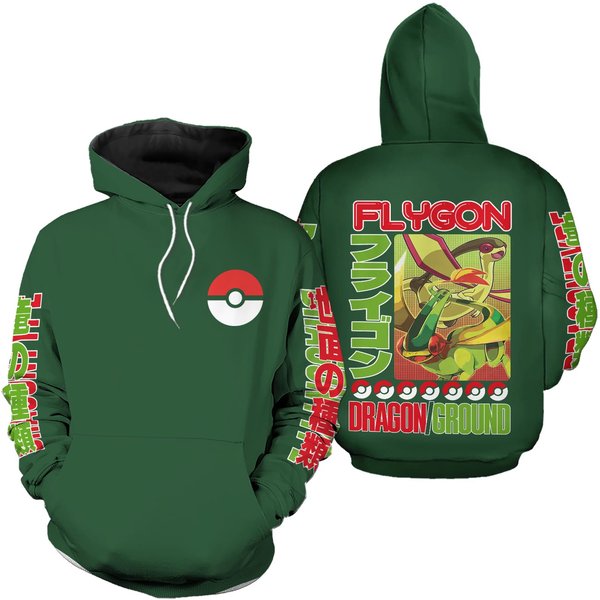 Flygon Full Over Print 3D Hoodie | Pocket Monster Flygon 3D Hoodie-image