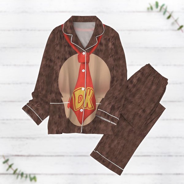 Donkey Kong Pajamas Set, Video Game Shirt, Donkey Kong Cosplay Costume, Super Mario Pajamas Family, Holiday Pajamas, Gift For Her Him-image