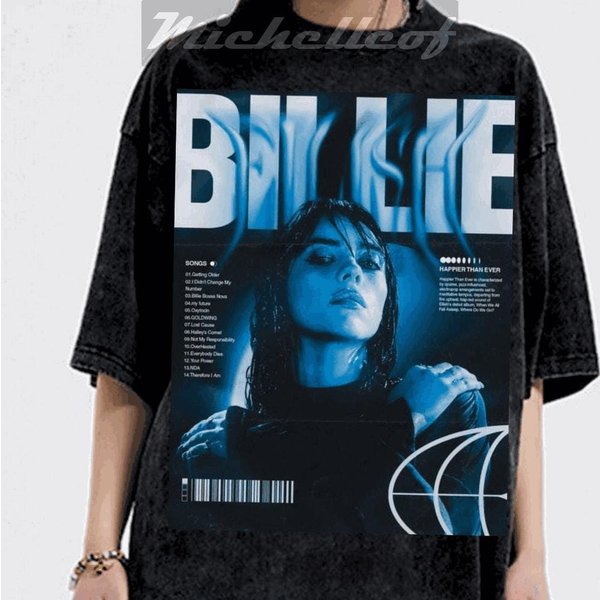 Vintage 90S Billie Eilish Tee - Bootleg Style Oversized Shirt-image