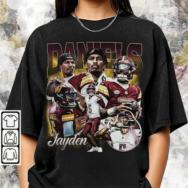 Jayden Daniels Shirt, Football American Graphic Vintage Shirt-image