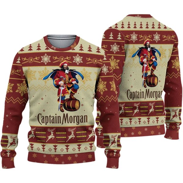 Captain Morgan Print Ugly Christmas 3D Sweater-image