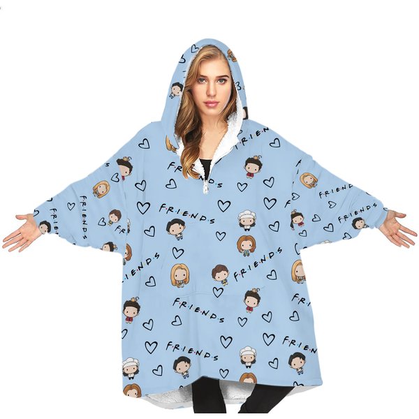 Friends Tv Series Hoodie Blanket, Friends Chibi Winter Hoodie Blanket-image