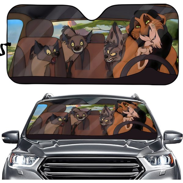 Lion King Car Sun Shade | Scar Shenzi, Banzai, And Ed Car Sunshade-image
