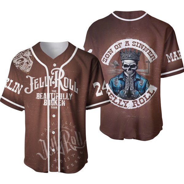 Personalized Jelly Roll The Beautifully Broken Tour 2024 Baseball Jersey-image