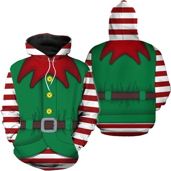 Christmas Elf Cosplay 3D Hoodie, Merry Christmas Buddy Hobbs Elf Costume-image