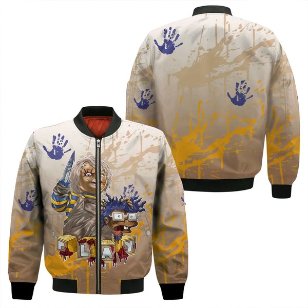 Shirt To Match Jordan 7 Se Afrobeats - Chucky Chuckie Kills Halloween Bomber Jacket-image