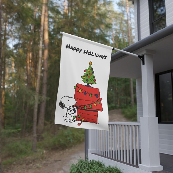 Snoopy Christmas Lights House Flag-image