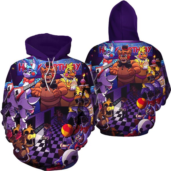 Fnaf Five Nights At Freddy's Hoodie, Horror 3d Hoodie