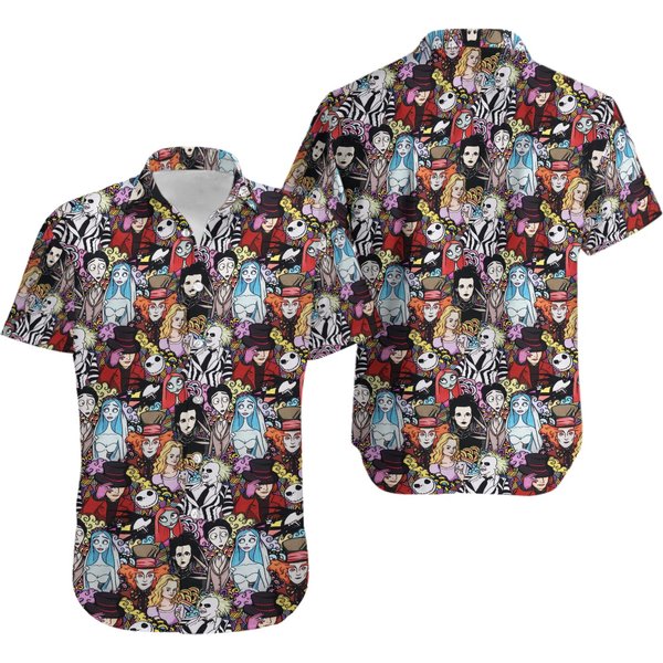 Tim Burton Characters Halloween Hawaiian Shirt-image