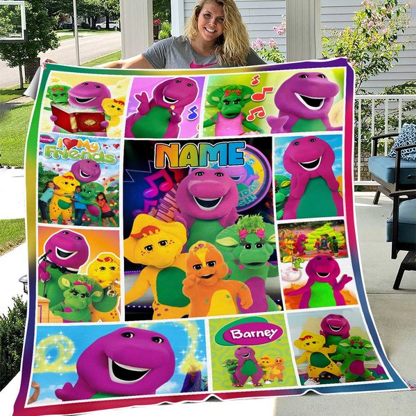 Personalized Barney And Friends Blanket, Custom Barney Kids Tv Show Blanket-image
