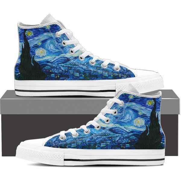 Starry Night Lace Up Men's High Top Sneakers