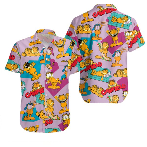 Gay Garfield Aloha 3D Printed Hawaiian Shirt-image