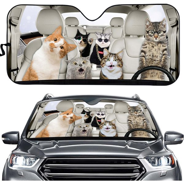Cool Cats Friends Driving Funny Car Sun Shade-image