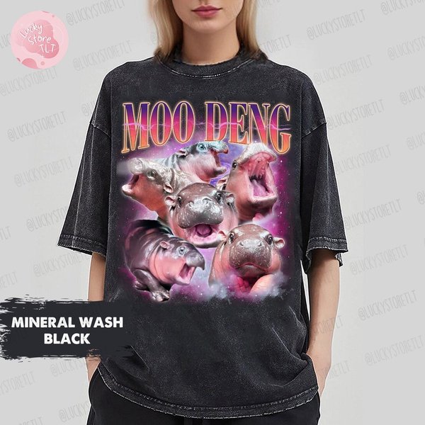 Comfort Colors Custom Moo Deng Bootleg Rap Shirt, Custom Moo Deng Mineral Wash Shirt-image