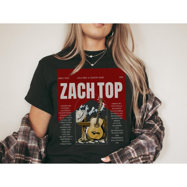 Zach Top | Cold Beer & Country Music Tour 2025 T-Shirt | Comfy Cozy Tshirt-image