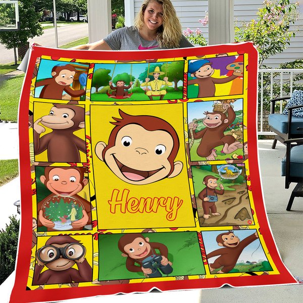 Personalized Curious George Blanket, Curious George Fleece Blanket-image