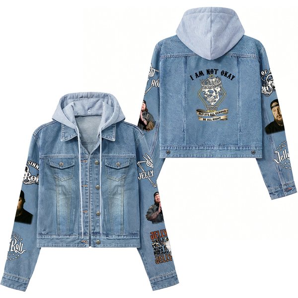 Jelly Roll Hooded Denim Jacket Inspired By 'I Am Not Okay'-image